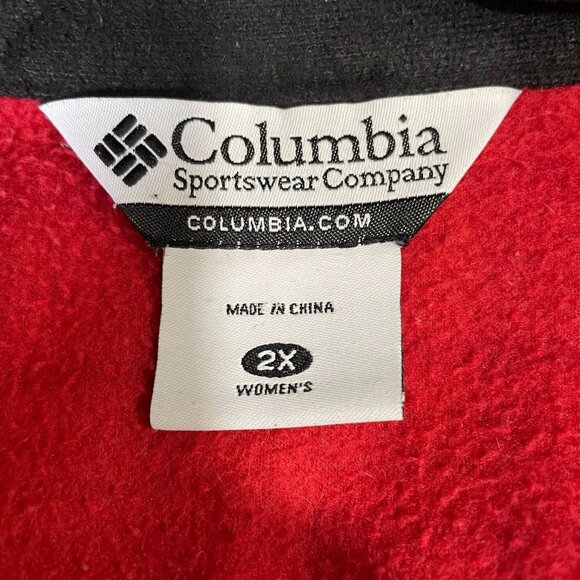 Columbia Red Fleece Zip Vest Womens 2X Plus Outdoor Hiking Camping Layer - Picture 3 of 9